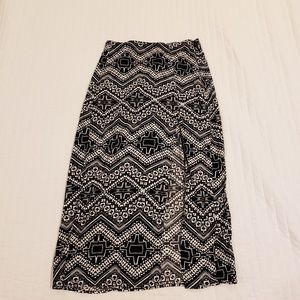 Express midi cotton slit skirt geometric print XS